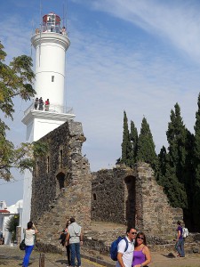 The lighthouse in Colonia - love the remnants of the old wall.