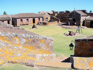 Inside the walls of the fort.